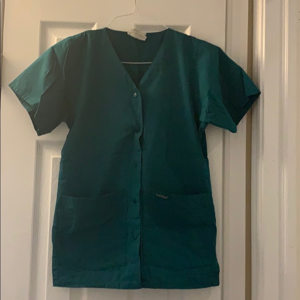 Women’s XS Landau Button Up Dark Green Scrub Top